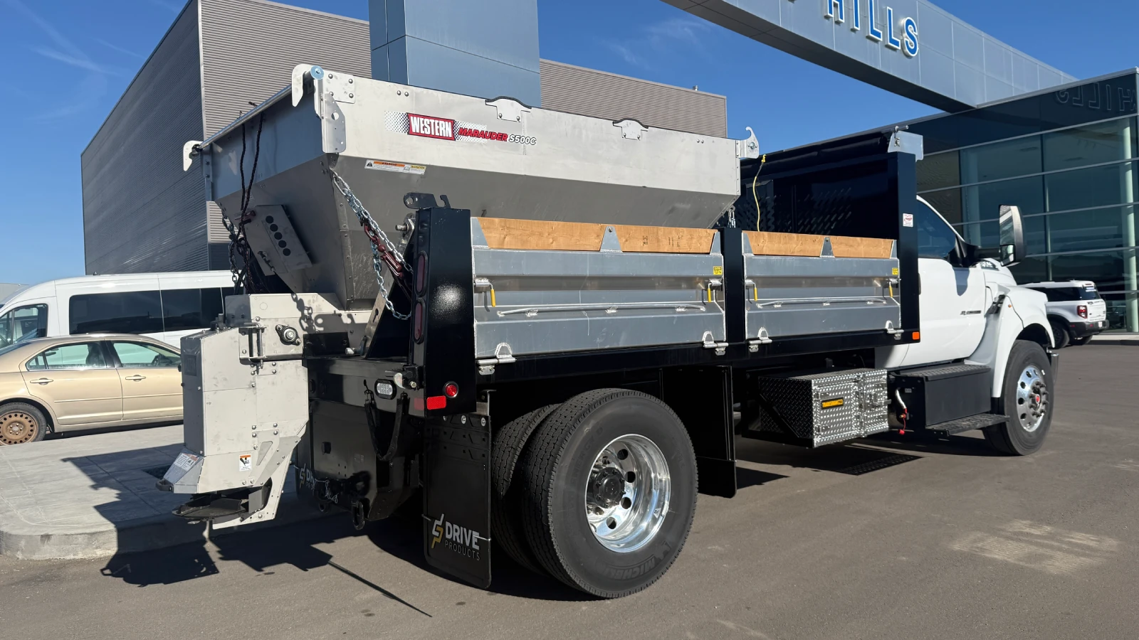 Ford F750 With Hybrid Dump Body And Sander commercial vehicle upfit sold by FleetByDimitri